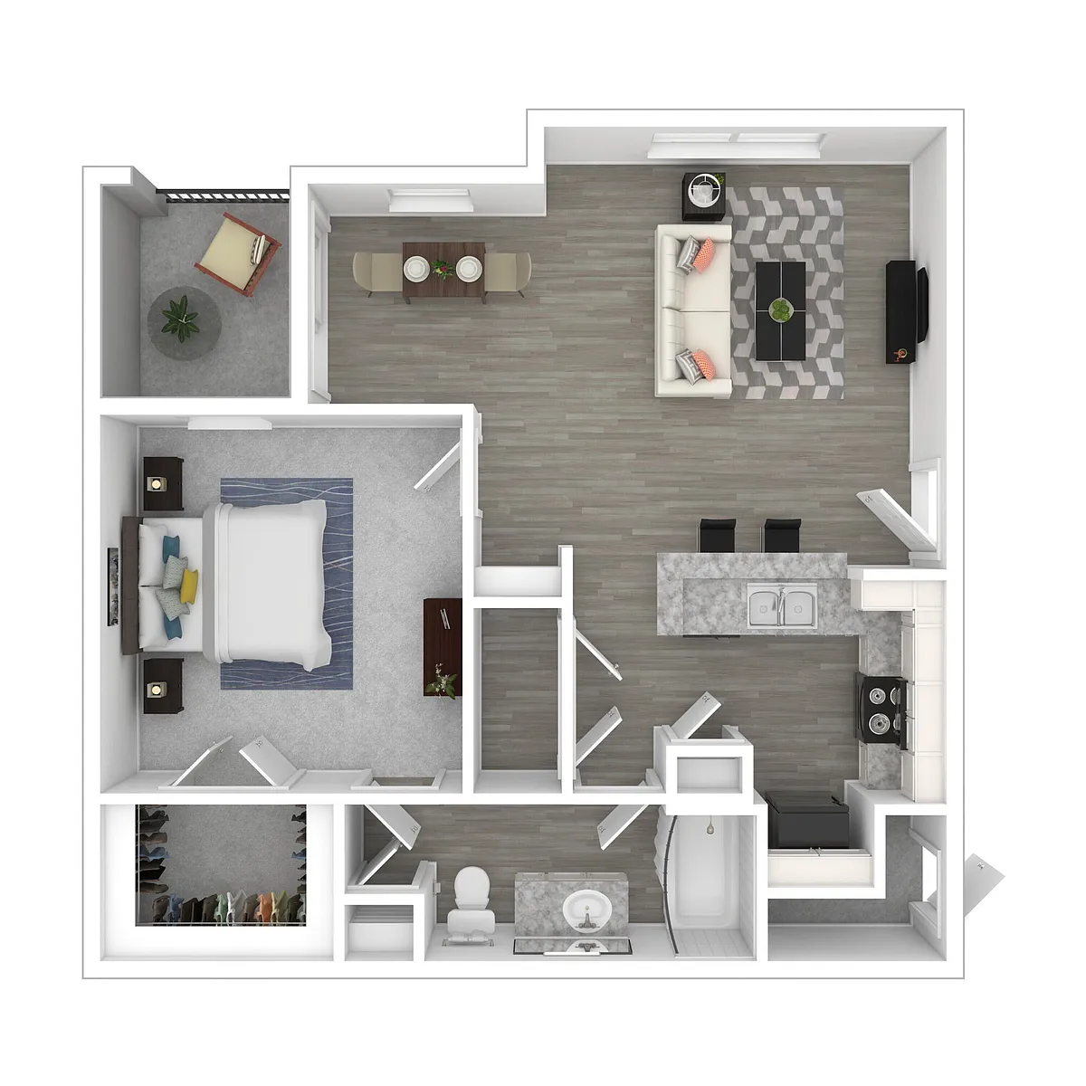 Floor plan 1 Bedroom, 1 Bath (Market Rate)