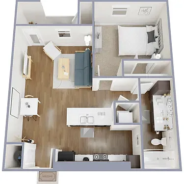 Floor plan 1 Bedroom / 1 Bath