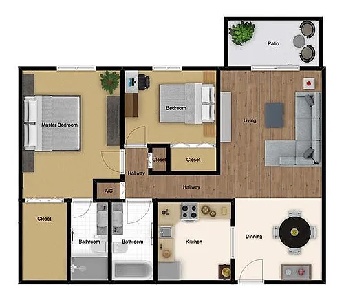 Floor plan 2 Bedroom 2 Bath