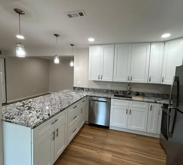 We offer lots of kitchen cabinet space!