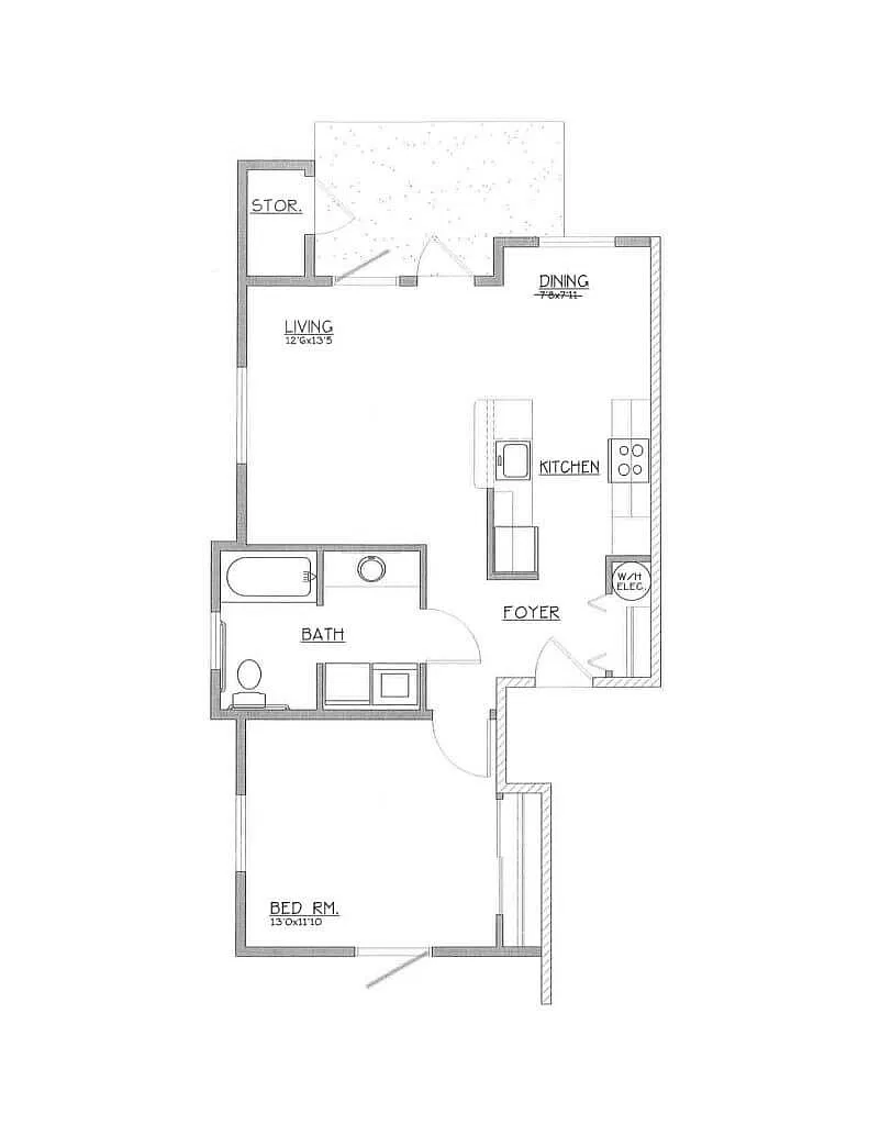 Floor plan 1 Bedroom, 1 Bathroom