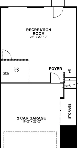 First Floor - Property plan is mirror image of this plan (or pic) - 
Entrance on the left; 2 car garage on right;
Foyer & stairs on left; HVAC & Full Bath on right;
Entrance to patio will be on the left