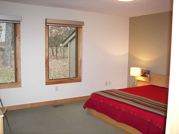 New energy efficiet windows in the owners suite give a lovely view of the back