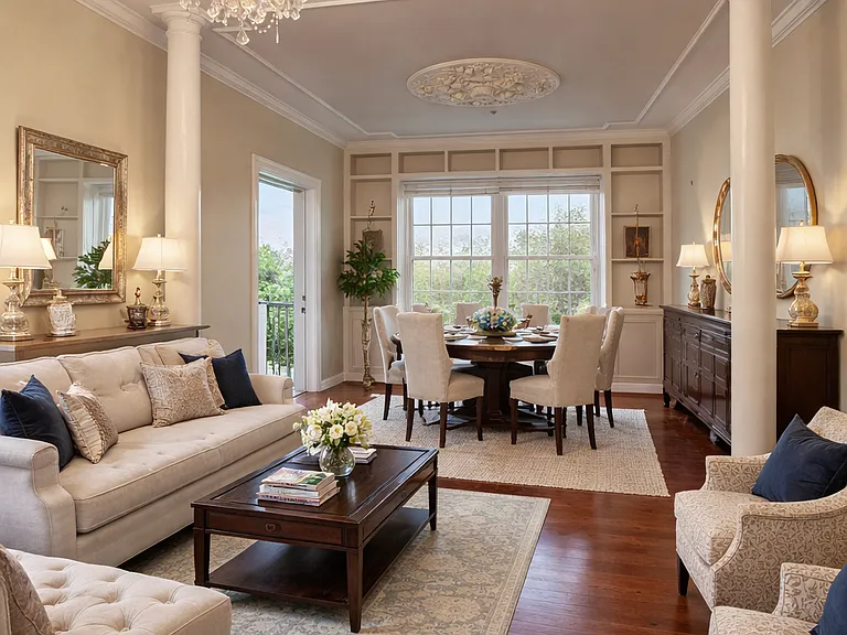 Dining and living room areas