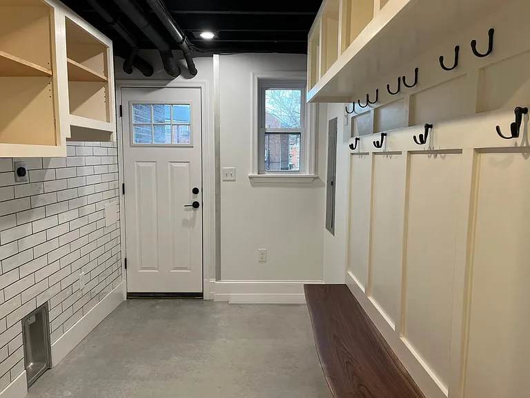 Built in mudroom wall system.