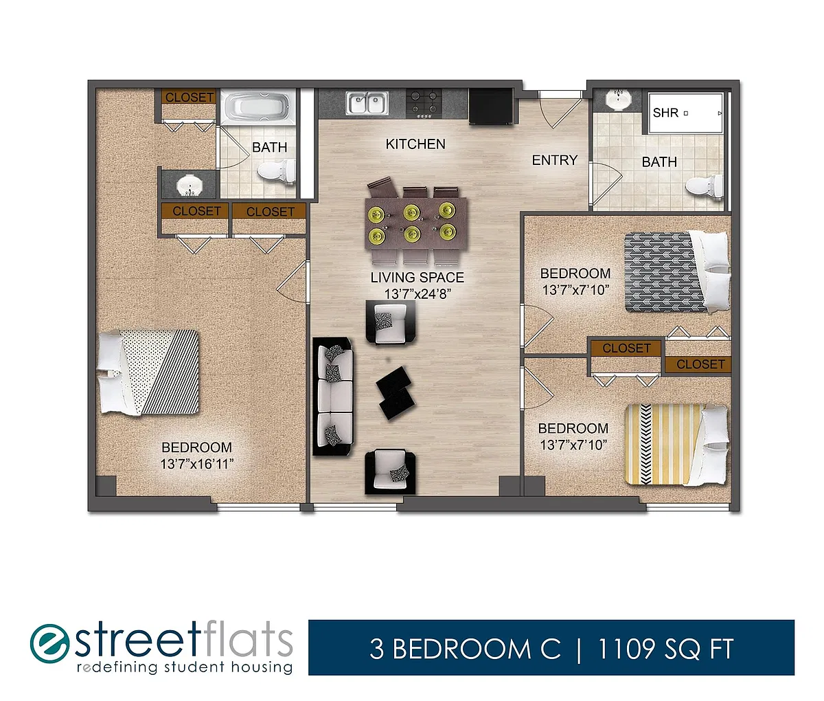 Floor plan 3 Bedroom C