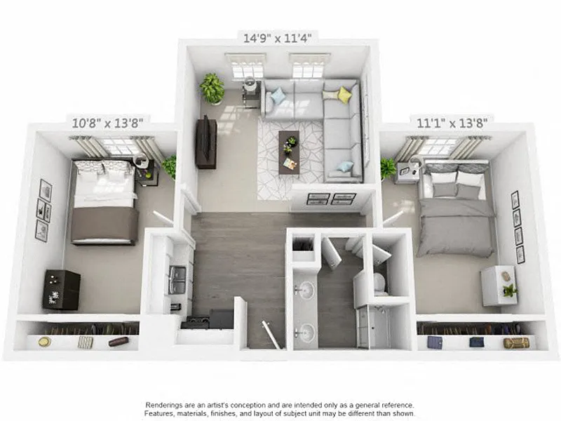 Floor plan 2 Bed 1 Bath