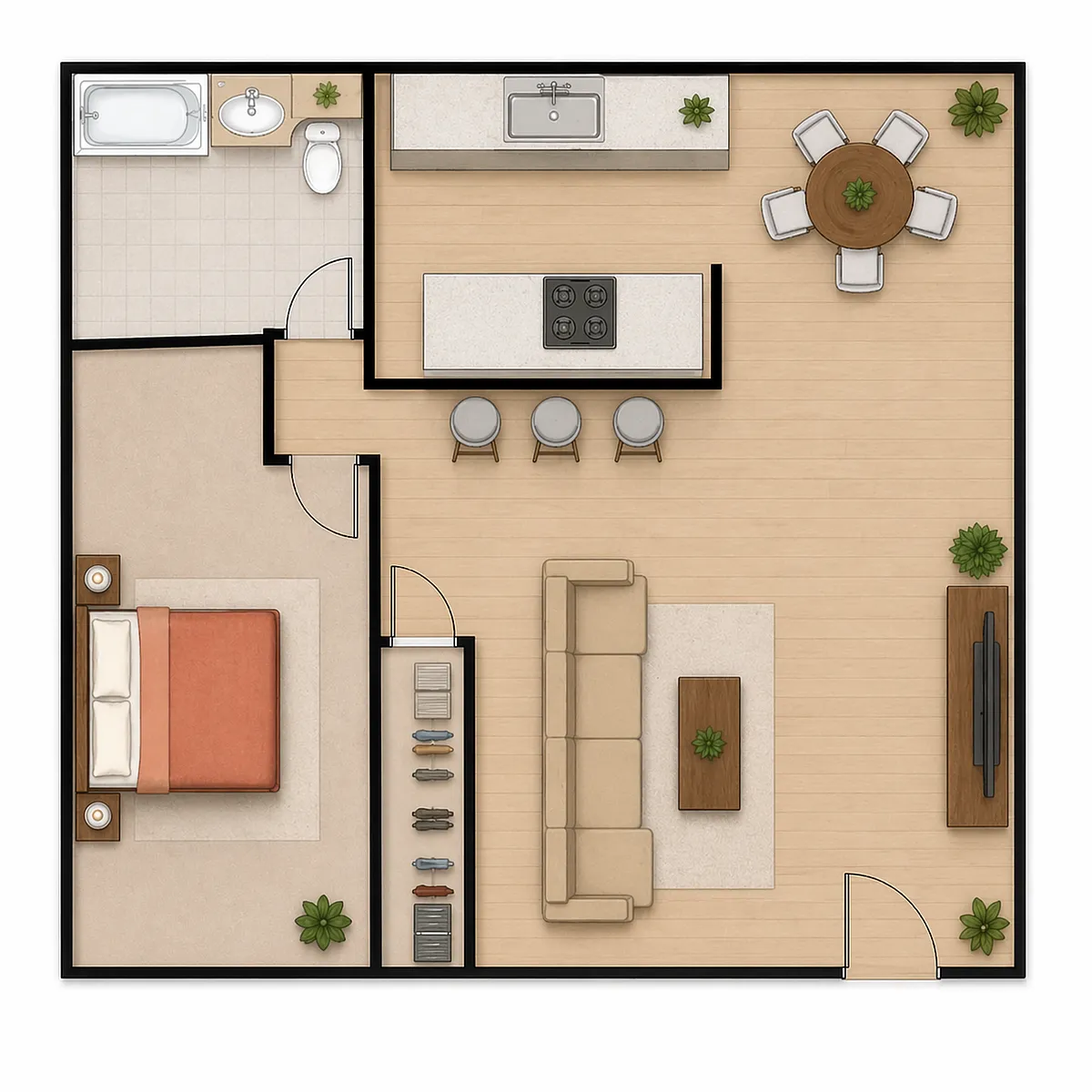 Floor plan 1 Bedroom 2nd floor