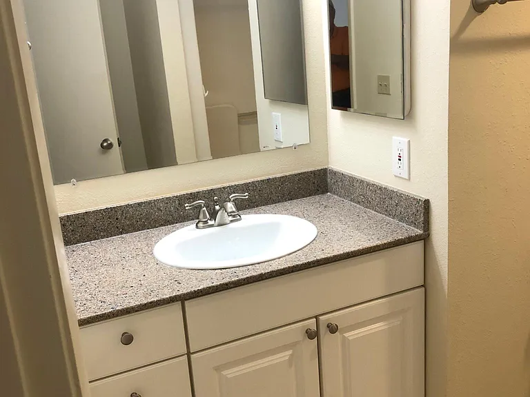 GUEST OR SHARED BATH WITH COMFORT HEIGHT VANITY SINK AND CABINETRY