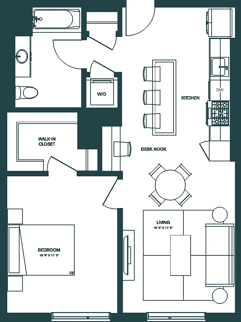 Floor plan 1 Bed/1 Bath ADA-B6.1