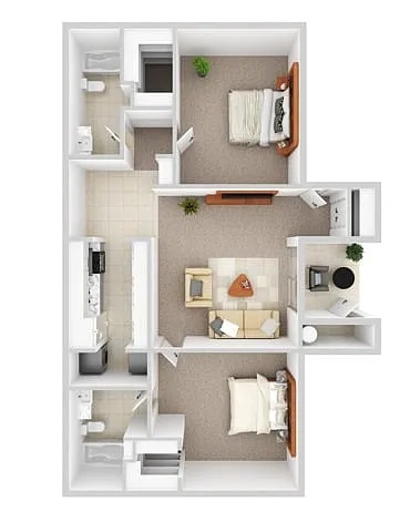 Floor plan 2 Bedroom 2 Bath Classic Downstairs