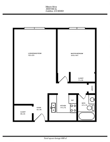 Floor plan 1 BEDROOM- Miners Mesa