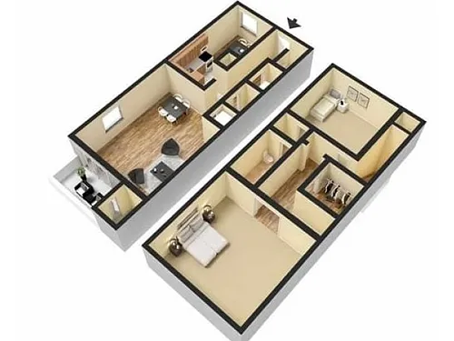 Floor plan 2 Bedroom/2 bath