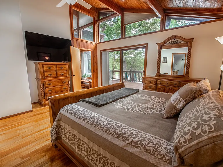 Master bedroom with views of water front.