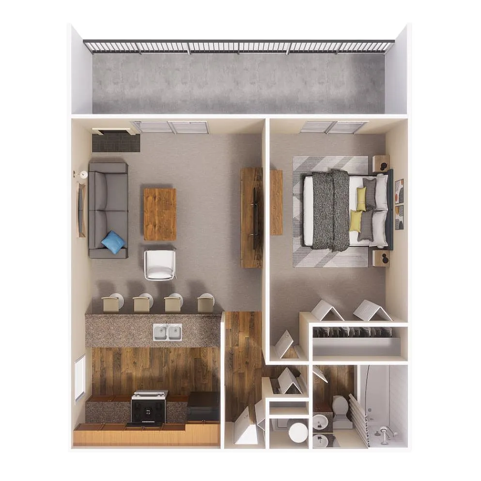 Floor plan 1x1 660 sqft