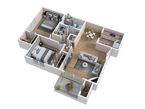 Floor plan 2 BEDROOMS/1 BATHROOM