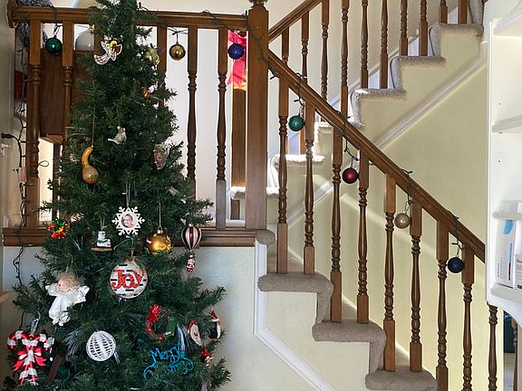 Entrance into the Property - Lovely Staircase with beautiful Chandelier !!