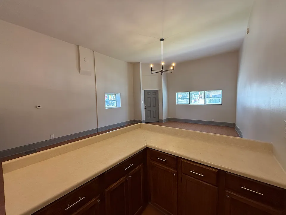 Entrance/living room/dining area from kitchen view
