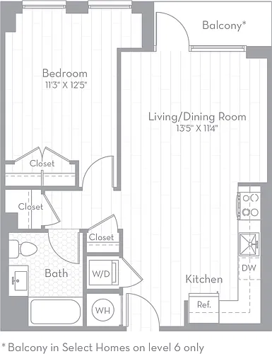 Floor plan 1 Bed/1 Bath-A09