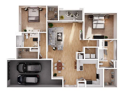 Floor plan 2 Bed, 2 Bath w/Garage