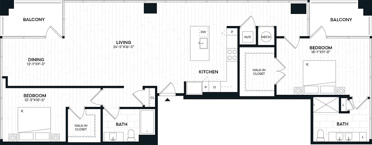 Floor plan 2 Bed/2 Bath-2Z_P