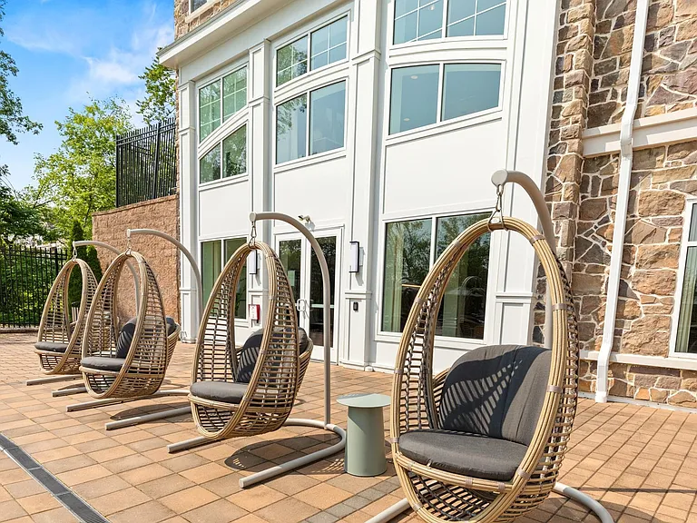 Poolside Seating at Heights at Glen Mills Apartments in Glen Mills, PA 19342