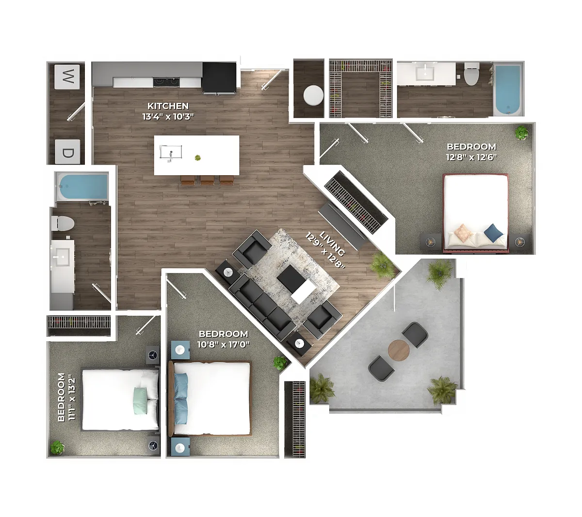 Floor plan Three Bedroom C1