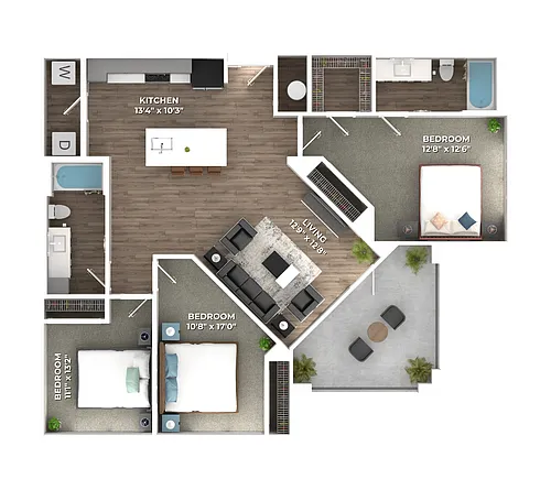 Floor plan Three Bedroom C1