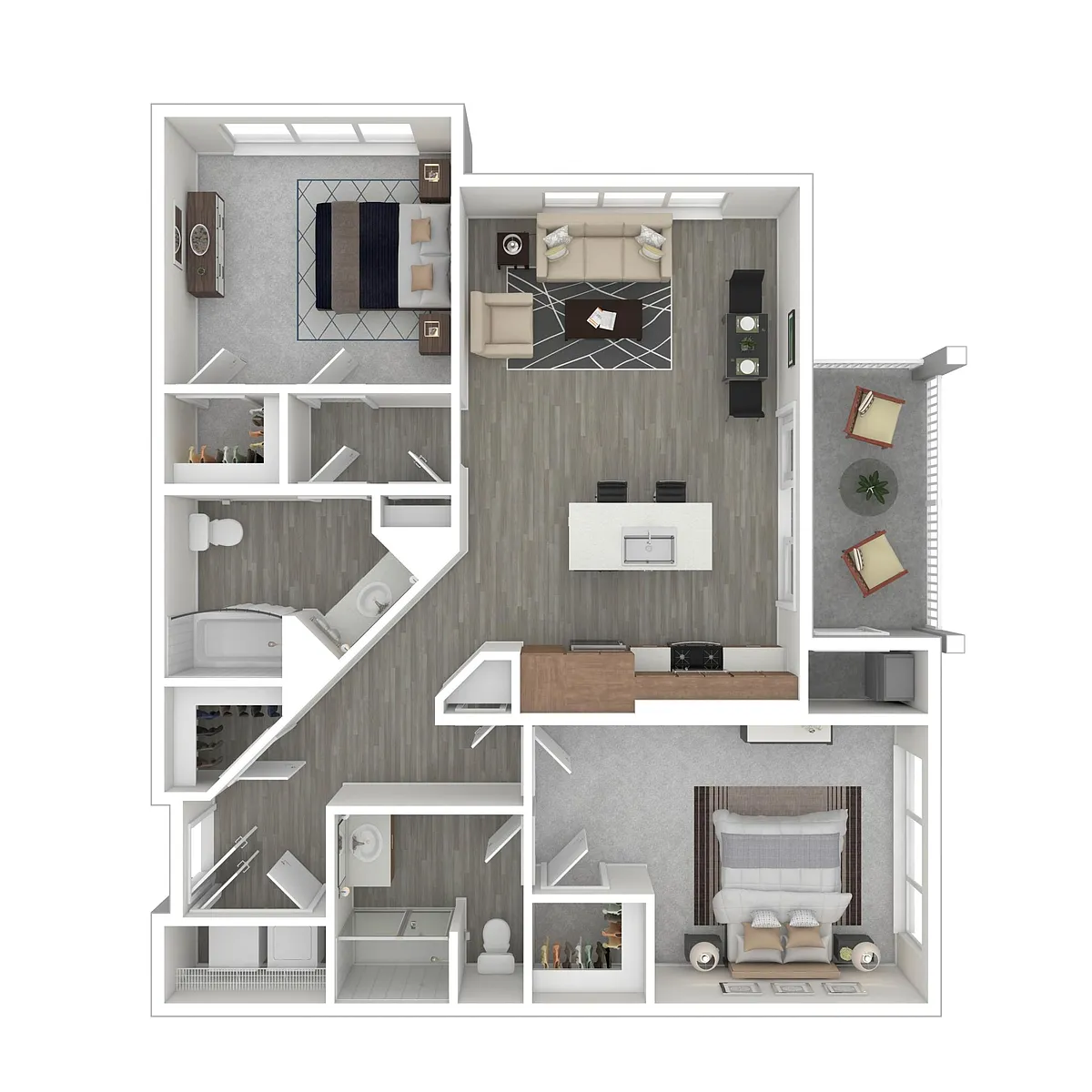Floor plan Two Bedroom Walkup Building