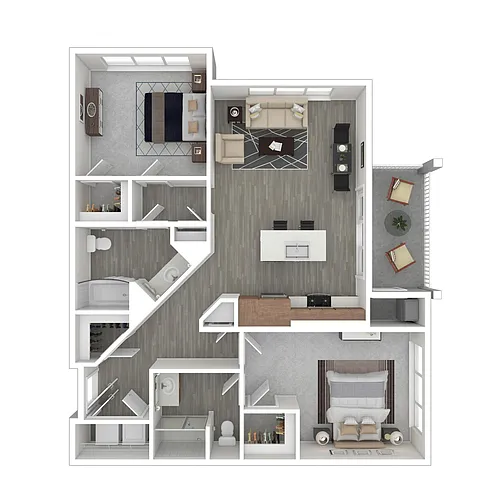 Floor plan Two Bedroom Walkup Building