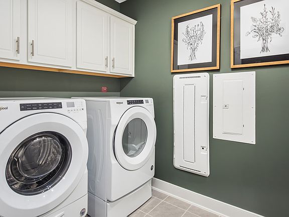 Laundry Room with Overhead Cabinets for Extra Storage