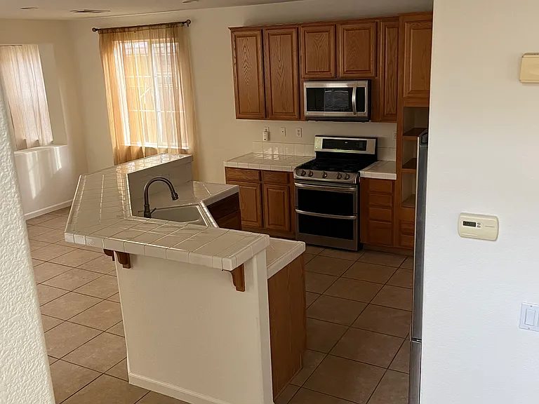 View of kitchen from the stairs