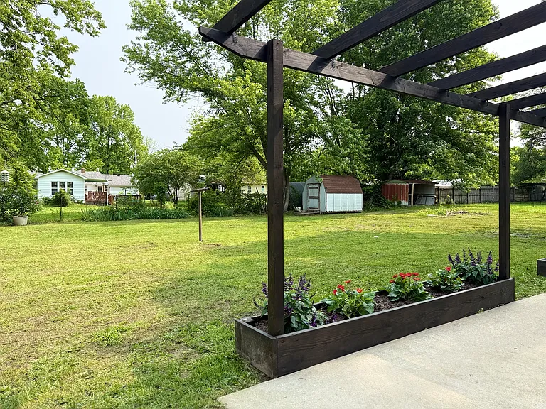 back yard and storage shed