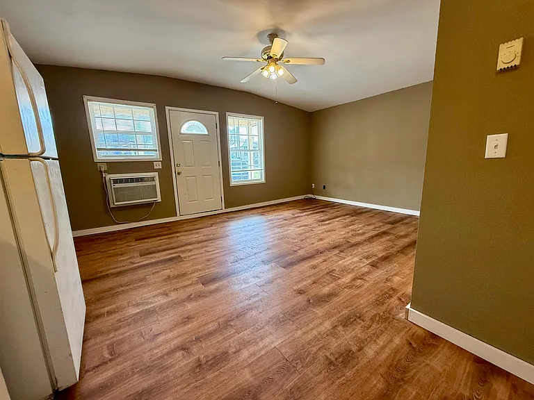 View from kitchen area into living room