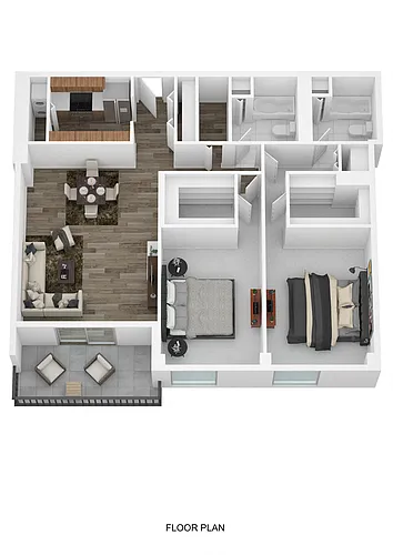 Floor plan 2 Bedroom 2 Bath Large