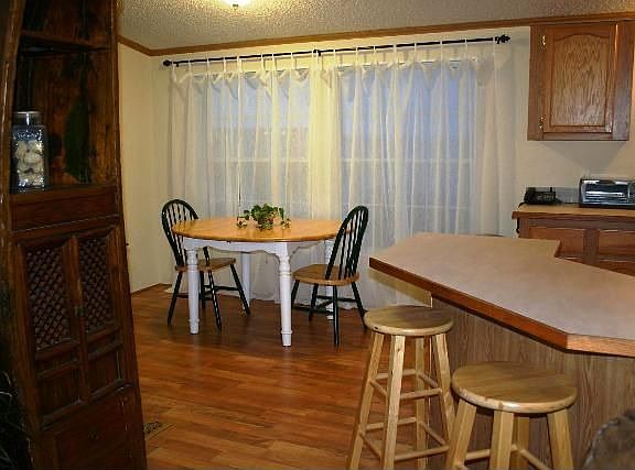 Kitchen and dining area with new laminate