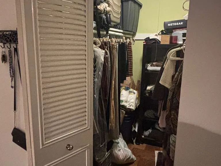 spacious walk in closet