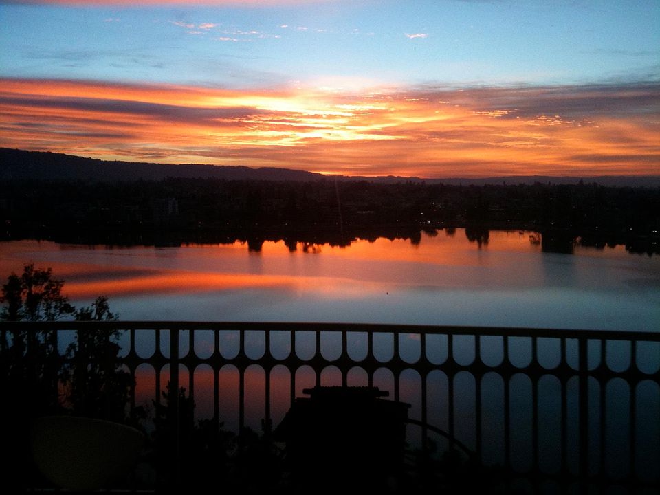 Morning Sunrise View Over Lake Merritt From Patio 