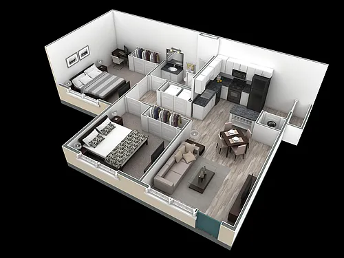 Floor plan 2-1 BR Horizon Courtyard