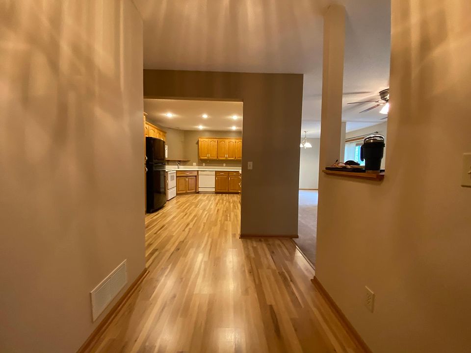 View into kitchen from front door entrance