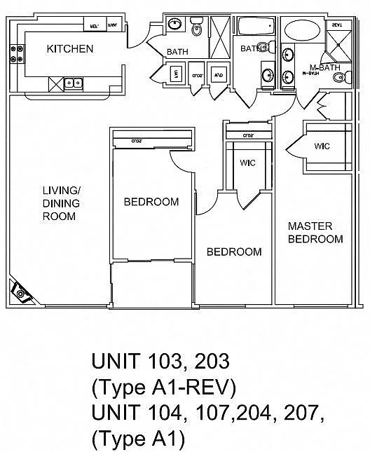 Floor plan Three-Bedroom Three-Bathroom - B