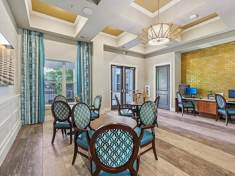 A state-of-the-art computer center designed for residents at McDermott 55 in Plano, TX.