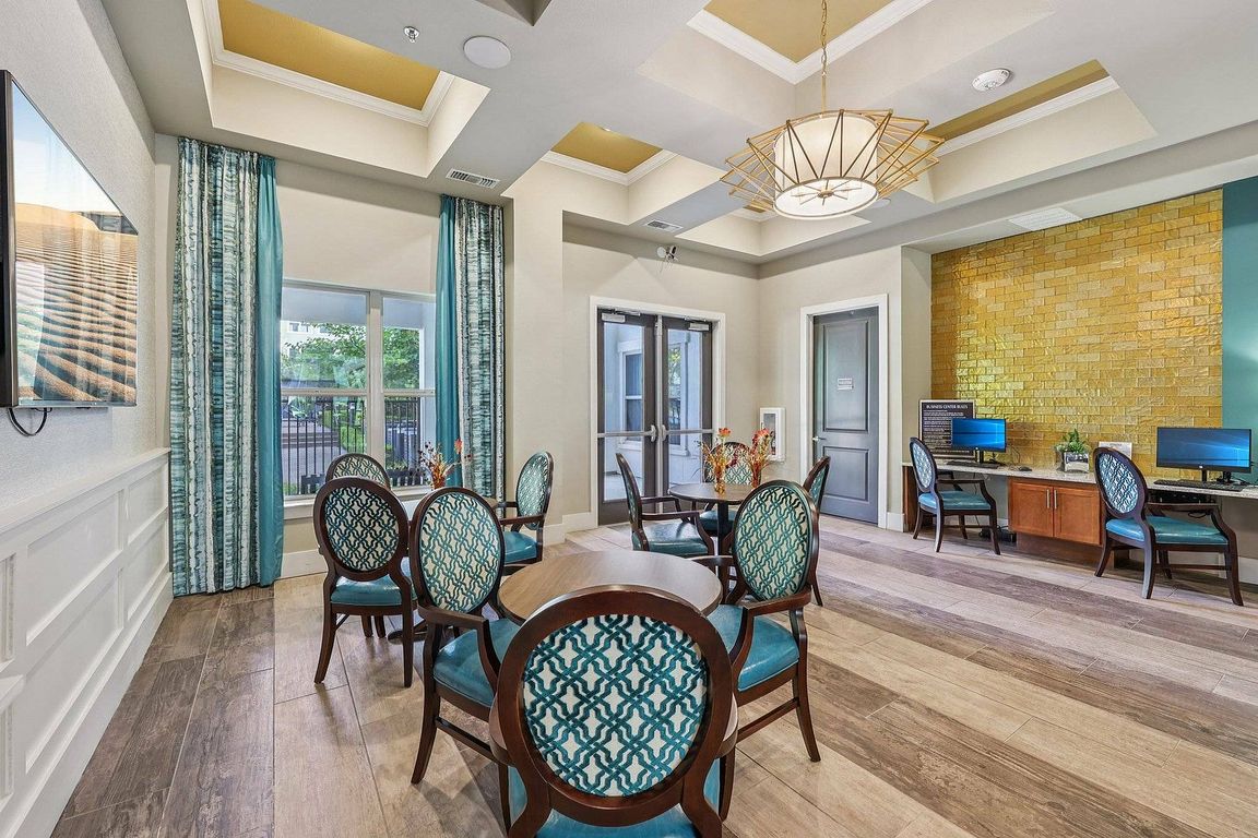 A state-of-the-art computer center designed for residents at McDermott 55 in Plano, TX.