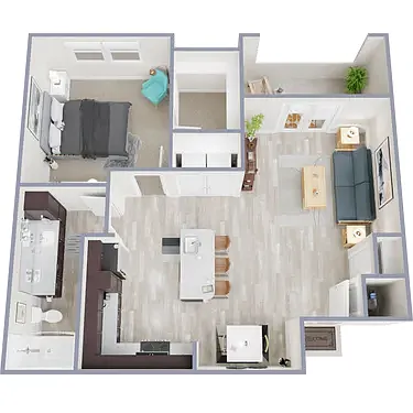 Floor plan One Bedroom One Bath - A1