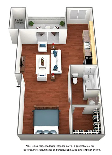 Floor plan Studio 1 Bath - S