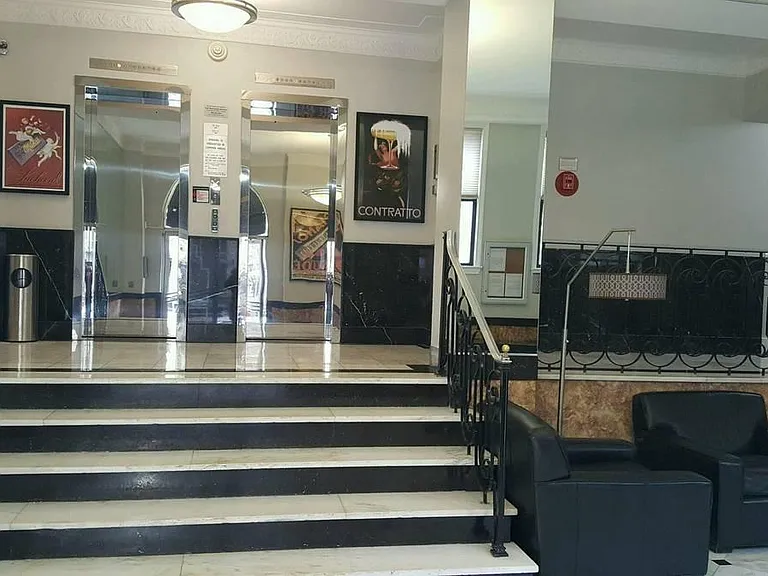 Building lobby and elevators