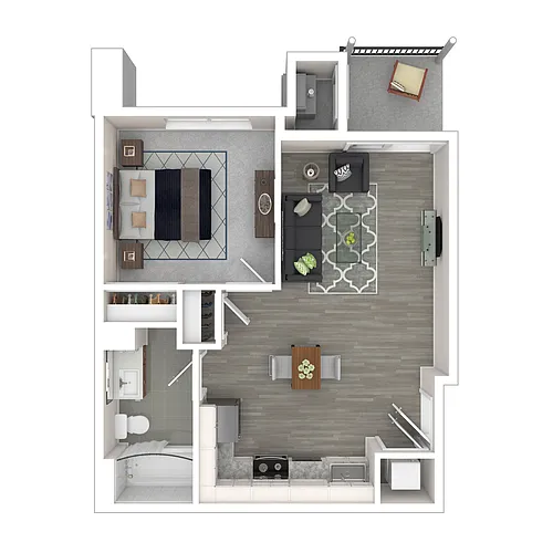 Floor plan 1 Bed Building A & B Style 1