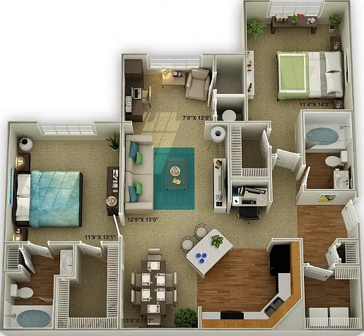 The Brookstone with Sunroom Two Bedroom Floor Plan The Brookstone with Sunroom Two Bedroom Floor Plan