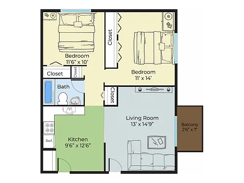 Floor plan 2 Bedroom