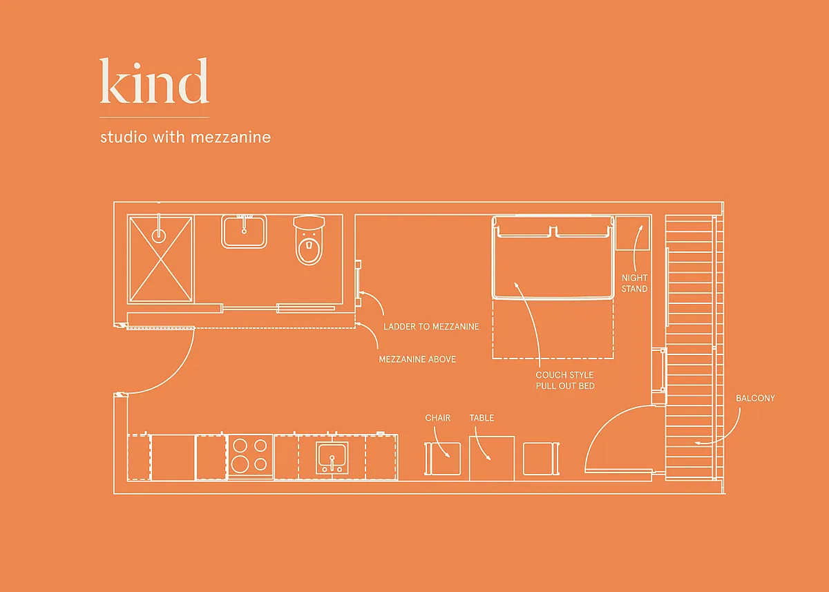 Floor plan Kind DT Studio w/Mezzanine